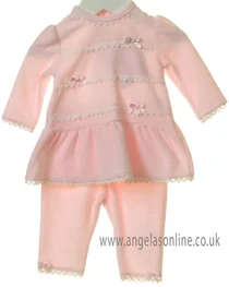 Bluesbaby girls dropped waistline tunic & pants TT0173-19 Pink