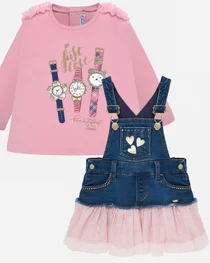 Mayoral girls top & pinafore 2013-2905-19 Pink