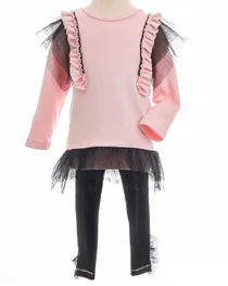 Little Lady girls tunic top & leggings BON06-07 Pk/Blk
