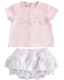 I Do girls top & short set 4J140-20 Pk/Wh