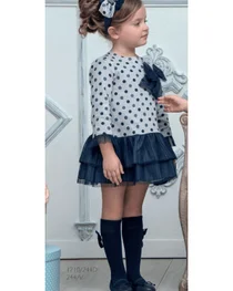 Miranda girls winter navy spot dress 28-0244-V Navy