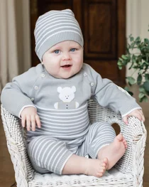 Emile et rose baby boy sleepsuit - bear motif 1899GR Thomas