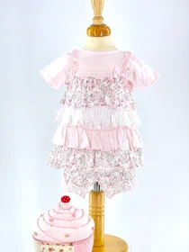 Mintini baby girls top bloomer & headband MB1752-18