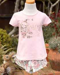 Milon girls teddy ballerina T-shirt & short 13345 pink