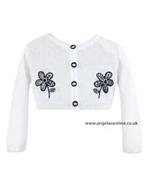 Sarah Louise Girls White Embroidered Cardigan 678