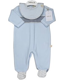 Baby Gi ethan blue velour babygrow E51NA Blue