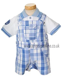 U2 BS Blue & White Dungaree Set 2841