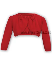 Sarah Louise Baby Girls Red Bolero with Floral Appliques 643r
