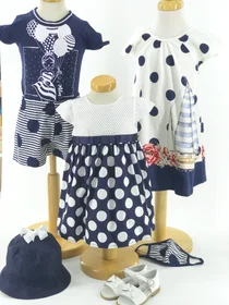Milon girls summer spots & flower dress 12622-6826 navy