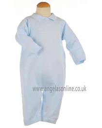 Pex Classic Baby Boys Pale Blue & White Knitted All in One B5769 