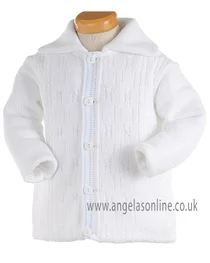 Pretty Originals Baby Boys Knitted White & Pale Blue Jacket JP91120