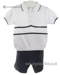 Pretty Originals Boys Top & Short JPB7185 WH/NV