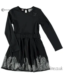 S&D Le Chic Girls Belted Print Dress C6075825 Navy