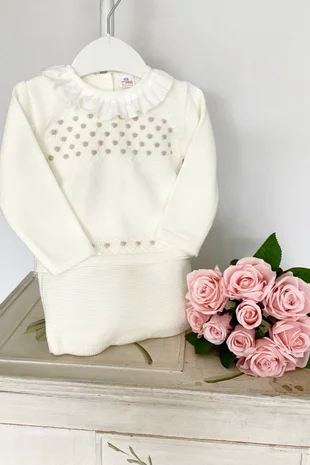 Little Star Baby Girls Knitted Outfit C7109-124 IVORY