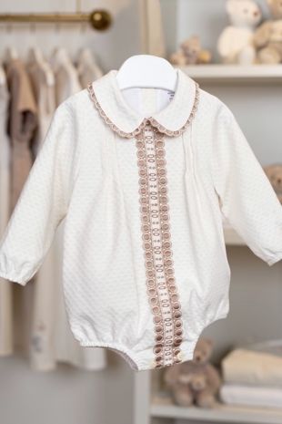 Little Star waffle fabric romper all in one MD935 Ivory