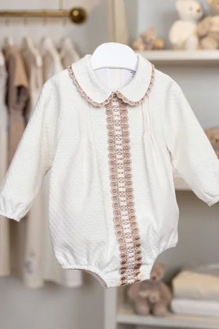 Little Star waffle fabric romper all in one MD935 Ivory