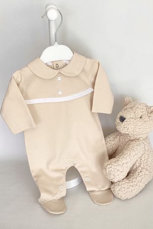 Little Star Boys Babygrow with ribbon detail SG107 BEIGE