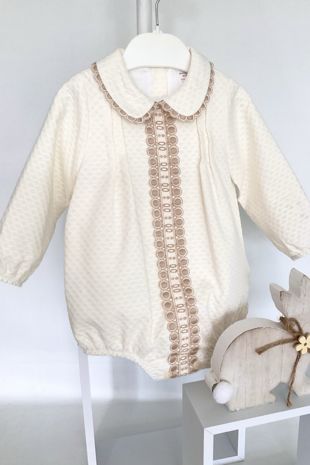 Little Star waffle fabric romper all in one MD935 Ivory