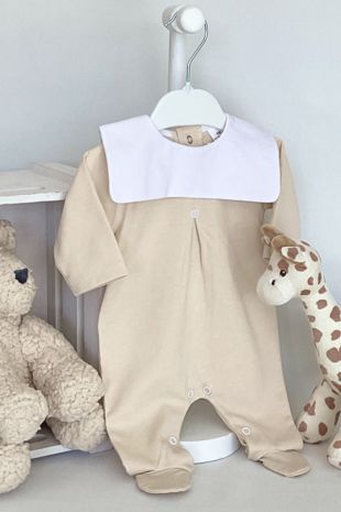 Little Star square collar babygrow SG125 BEIGE