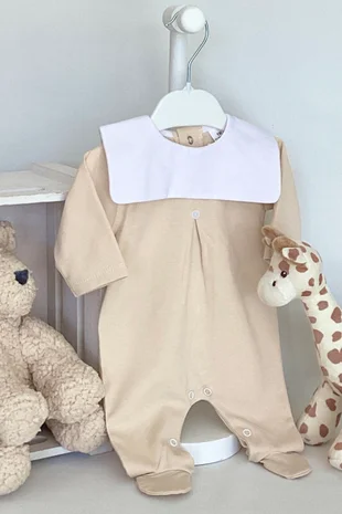 Little Star square collar babygrow SG125 BEIGE