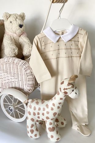 Little Star boys babygrow with spots SG204COT Beige