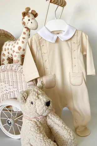 Little Star boys babygrow with pockets SG205COT Beige