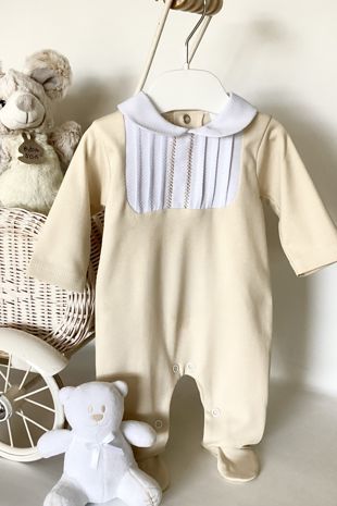 Little Star unisex babygrow with neck detail SG206COT Beige