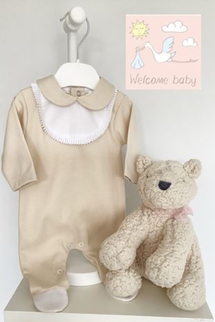 Little Star baby boys soft cotton babygrow SG87C BEIGE