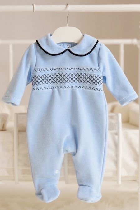 Little Star boys babygrow with smocking SG68VEL BL-NV