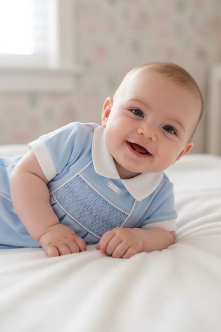 Amore boys smock romper AM0041-26 blue