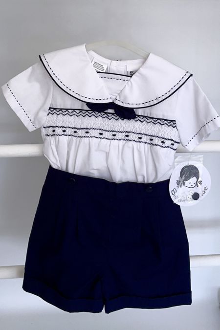 Sarah Louise boys two piece set 011503-19 Wh/Ny