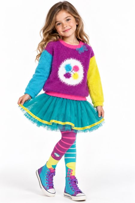 Deux Par Deux girls jumper skirt & tights ET73-83-EC Purple