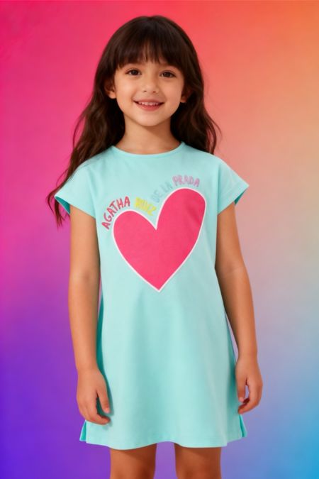 Agatha Ruiz heart t-shirt dress 8285-26 turq