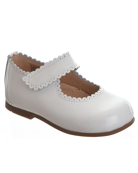TNY Girls Mary Jane velcro fasten shoe 14054 White Patent