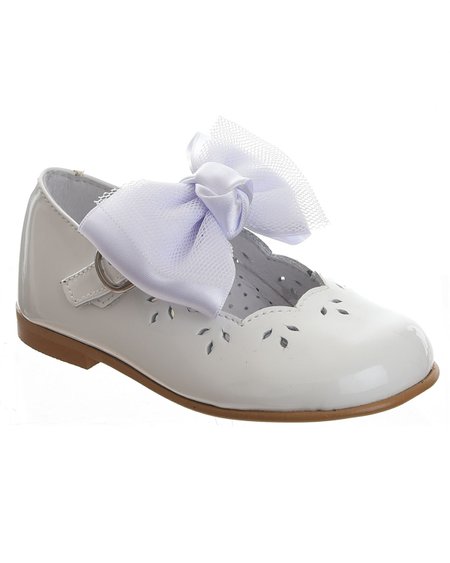 TNY Girls Mary Jane with detachable bow 14105 White Patent