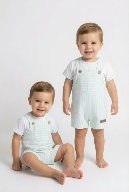 Calamaro boys striped dungaree and top 11305-26 mint