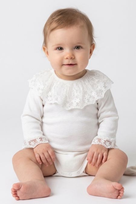 Calamaro baby girl lace collared body vest 19094