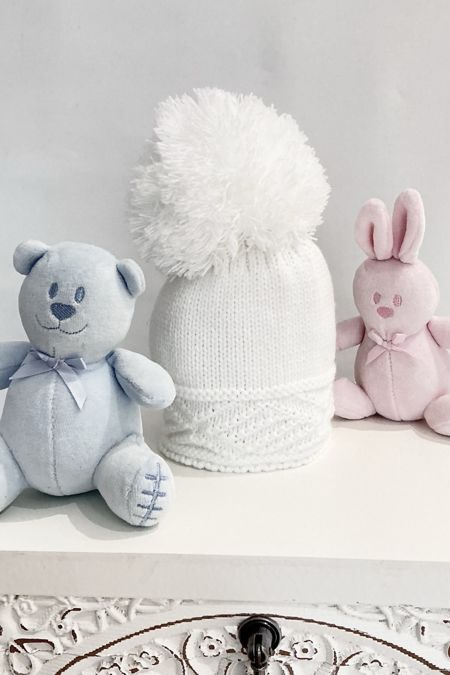 Little Star baby boys knitted hat 499 White