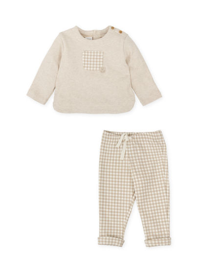 Tutto Piccolo boys check tracksuit 1702-25 beige