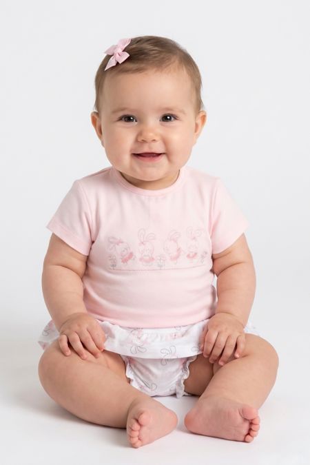 I Do girls top & short set 4J140-20 Pk/Wh