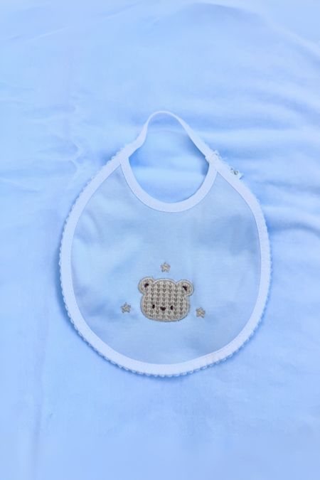 Little Star baby boy teddy bear bib S2603 blue