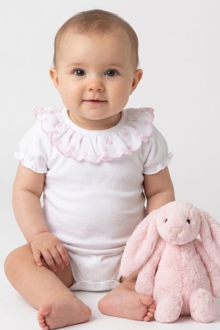 Calamaro baby girls short sleeve body vest 19107-123 wh-pk