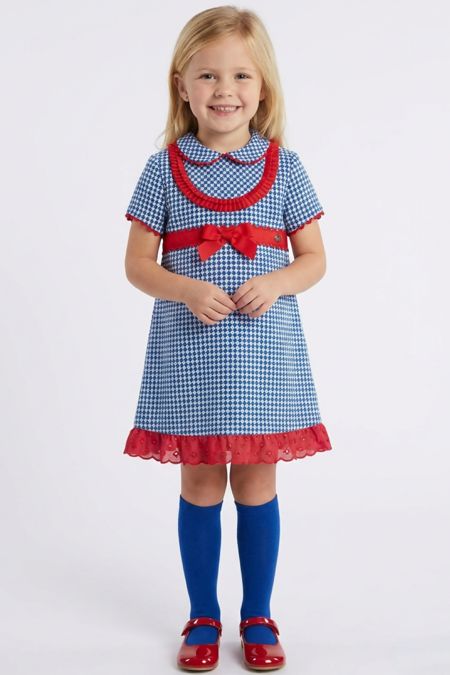 Dolce Petit Girls Royal Blue Gingham Checked Dress 2233