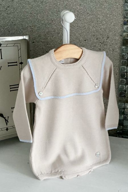 Granlei boys short leg romper big collar. 225-448PC2 beige