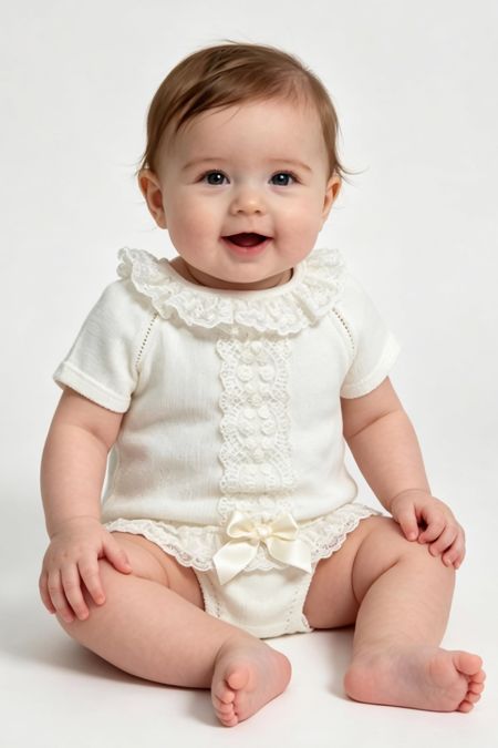 Little Star girls knit set with lace 26C8127 IVORY