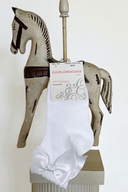 Carlomagno Girls Bow Ankle Sock 2849 White