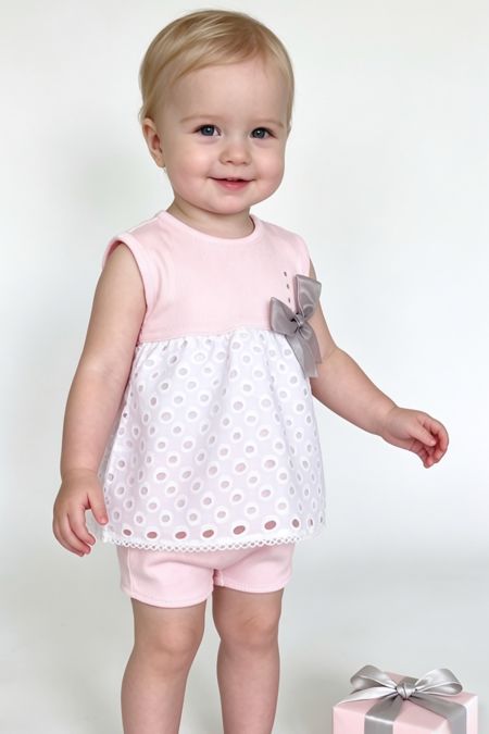 Rochy Baby Girls Top & Short C1023 WH/PK