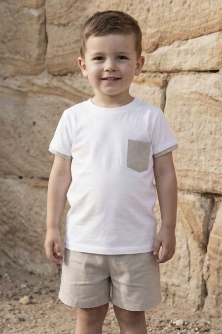 Rapife boys T shirt and short set 5915 Beige
