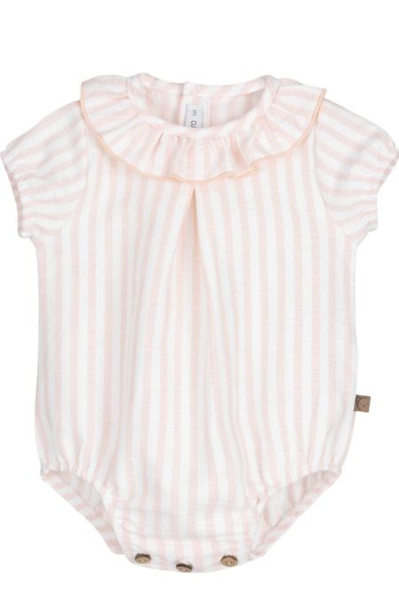 Calamaro girls candy stripe romper 32549-26 pink