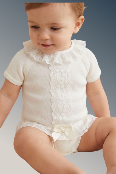 Little Star girls knit set with lace 26C8127 IVORY